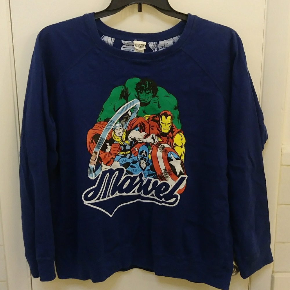 Marvel blue reversible sweater 3x